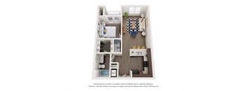 a stylized floor plan of a 1 bedroom floor plan