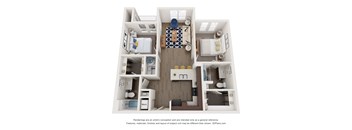 bedroom floor plan of a 2103 sq ft apartments