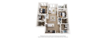 a stylized floor plan of a 1 bedroom with a bathroom and a living room