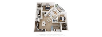 a 3 bedroom floor plan of a 2100 sq ft apartment