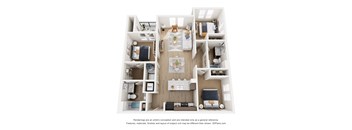 a 3d floor plan of a home with a bedroom and living room