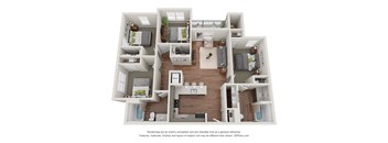 a 1 bedroom floorplan is shown in this rendering