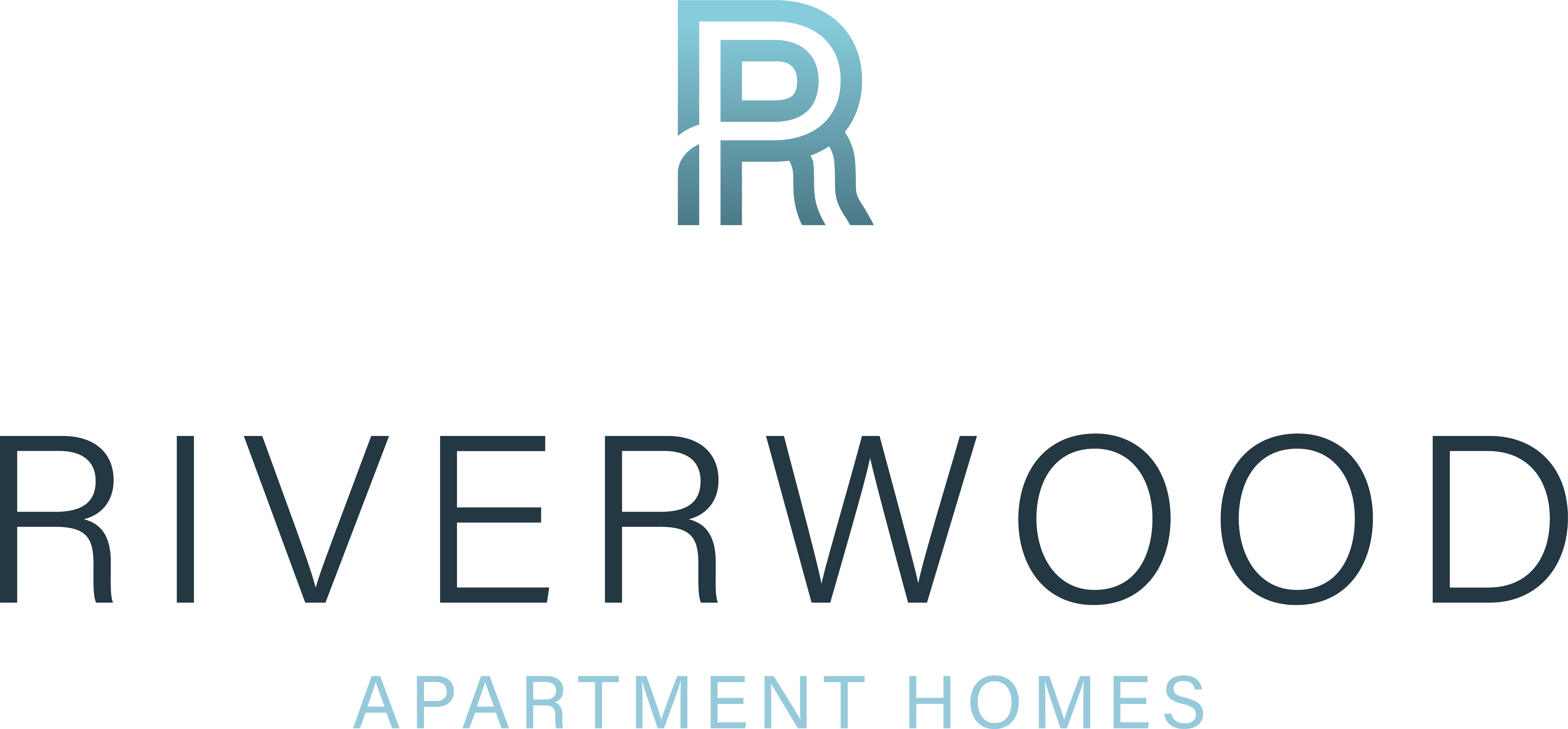 A logo with the text "Riverwood Apartment Homes" is displayed.