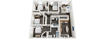 A detailed layout of a small apartment with a kitchen, living room, and bathroom.