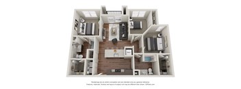 a 3 bedroom floorplan is shown in this rendering