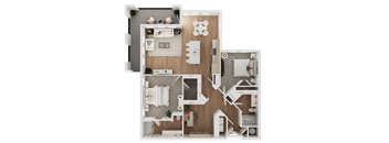 a floor plan of a house with a bedroom and a living room