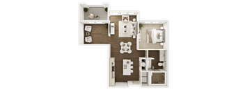 a1 floor plan  1 bedroom with 2 baths  129