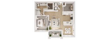 a 1 bedroom floor plan with a bathroom and a living room