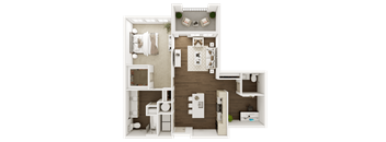a1 floor plan  1 bedroom with 2 baths  129