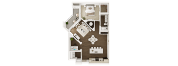 a floor plan of a house with a bedroom and a living room