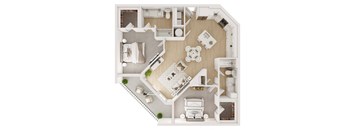 a floor plan of a home with a bedroom and a living room