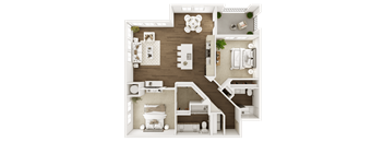 a floor plan of a bedroom with a bathroom and a teddy bear