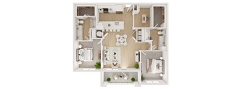 a 1 bedroom floor plan with a bathroom and a living room