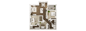 a floor plan of a bedroom with a bathroom and a living room