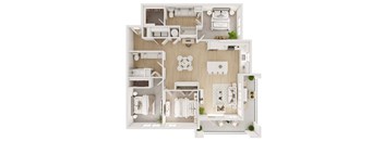 a floor plan of a house with a bedroom and a living room
