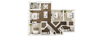 a floor plan of a bedroom with a bathroom and a living room