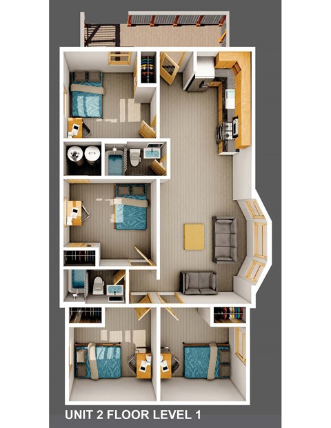 A floor plan of a two-bedroom apartment with a detailed layout of the rooms.