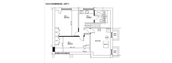 A floor plan for a property at 1412 Cambridge shows the layout of the first apartment.