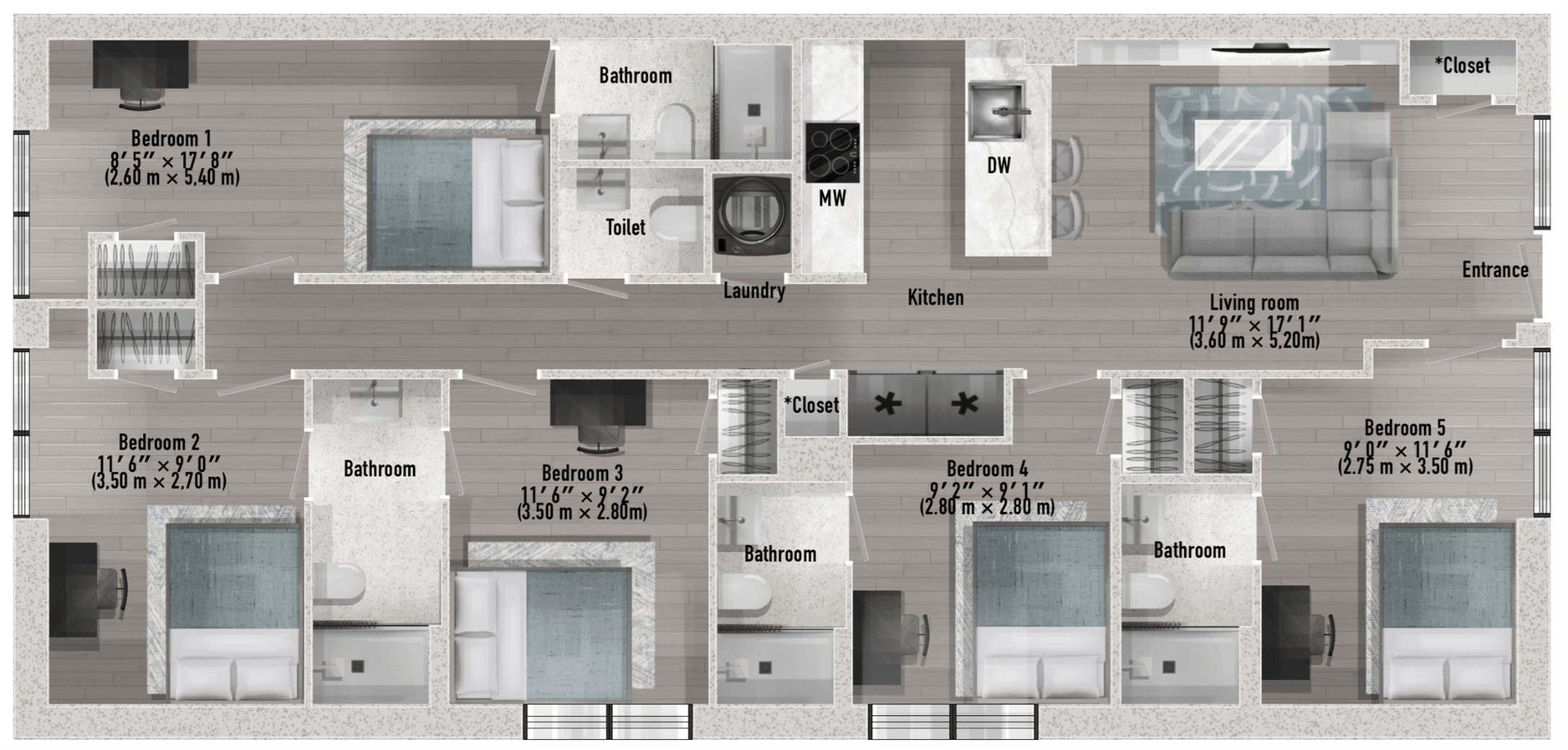 Units on Floors 1 and 2
