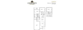 A drawing of a two bedroom, two bath ranch house plan.