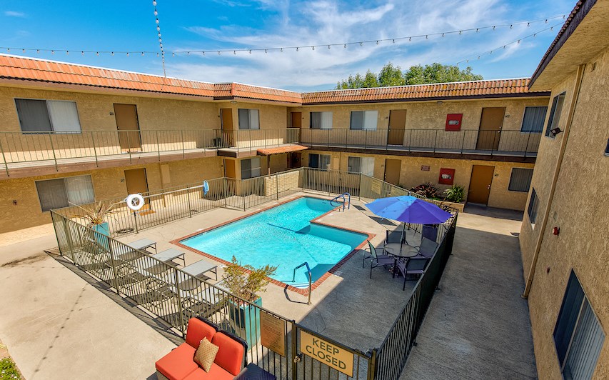 Swimming Pool at The Palms Apartments in Hawthorne Los Angeles California.
