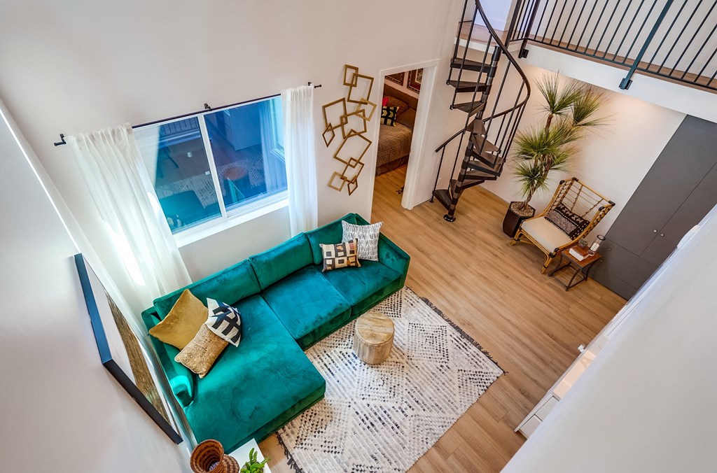 a view of the living room from the loft