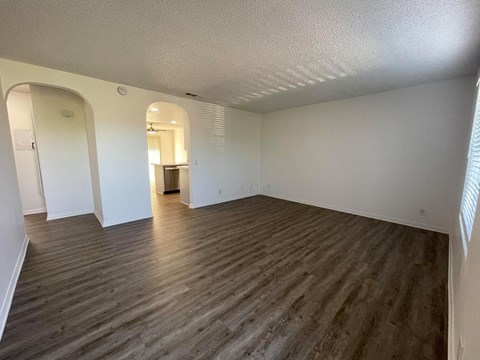 Livingroom at Charter Oaks apartments in Covina, California.