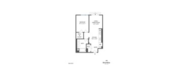 A black and white diagram of a floor plan for a unit at RiverRow Santa Cruz.