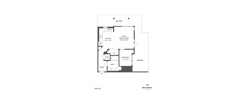 A floor plan for a RiverRow unit shows a living and dining room, kitchen, bedroom, bath, and entry.