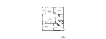 A black and white image of a floor plan for a RiverRow Santa one unit.