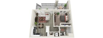 1 Bedroom 1 Bathroom B Floor plan with 630 square feet at Citron Apartment Homes, Riverside, 92506
