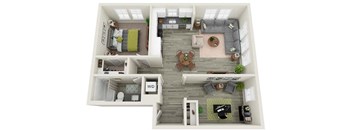 1 Bedroom 1 Bathroom D Floor plan with 819 square feet at Citron Apartment Homes, Riverside