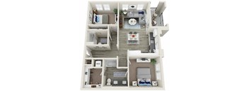 2 Bedroom 2 Bathroom B Floor plan with 971 square feet at Citron Apartment Homes, Riverside, CA, 92506