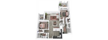 2 Bedroom 2 Bathroom C Floor plan with 1108 square feet at Citron Apartment Homes, Riverside, CA