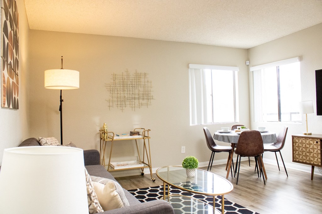Living room at Imperial Apartments in Santa Ana, CA.