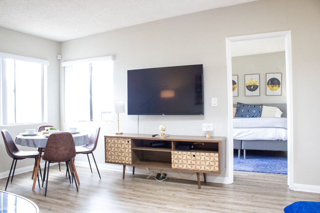Living room at Imperial Apartments in Santa Ana, CA.
