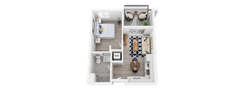 a 1 bedroom floor plan  395