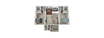 two bedroom and two bathroom apartment.