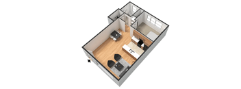 the living room floor plan with a bedroom and a dining room