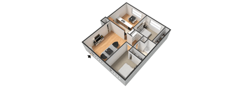 floor plan with two bedrooms and living room