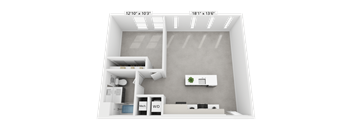 a floor plan of a 1 bedroom apartment