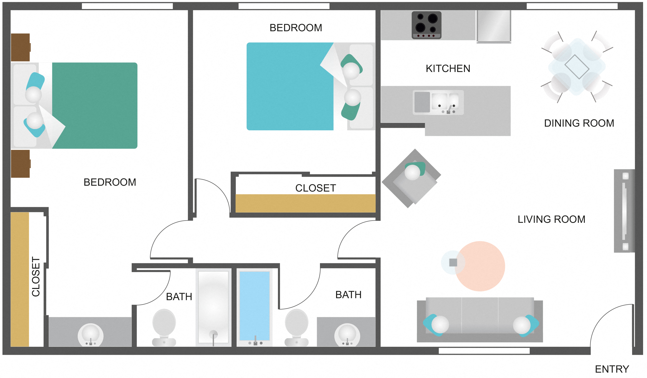 The Palms Apartments 2 Bedroom Apartment Floor Plan