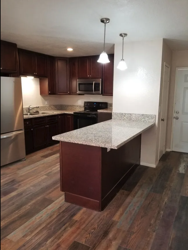 Kitchen room at University Palms Apartment Homes in Loma Linda.