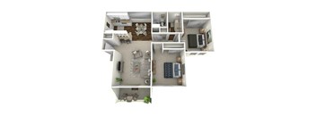 Two bed one bath apartment home in Villa Creek Apartment Homes in Cypress.