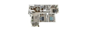 Three bed two bath apartment home in Villa Creek Apartment Homes in Cypress.