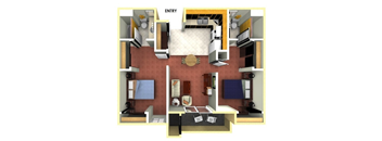 Two Bedroom floor plan at Valley View Senior Villas Apartment Homes