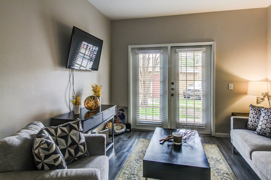 a living room with a couch and a coffee table