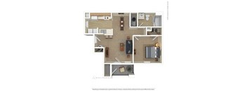 a furnished apartment with a bedroom and a living room