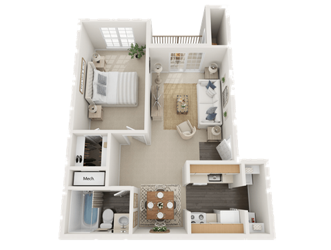 vs5 3D 1 Bed/1 Bath 708 sq ft