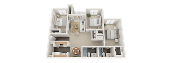 vs5 3D 3 Bed/2 Bath 1097 sq ft Floor Plan